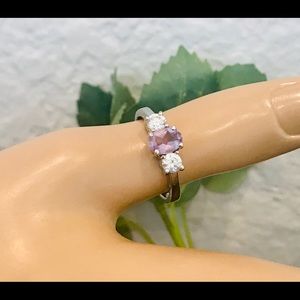 Genuine Amethyst Sterling Silver Ring sz 8